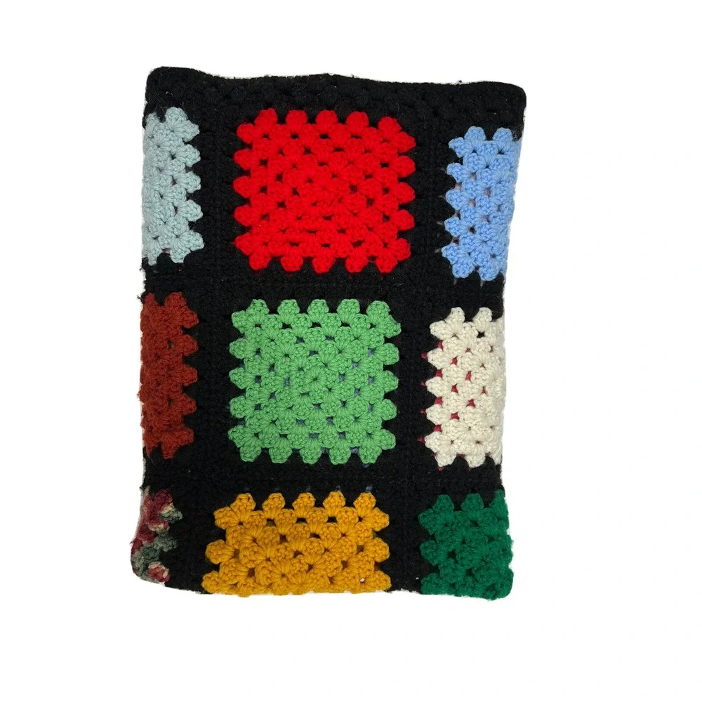 Vtg Granny Square Afghan Throw Crochet Blanket 33